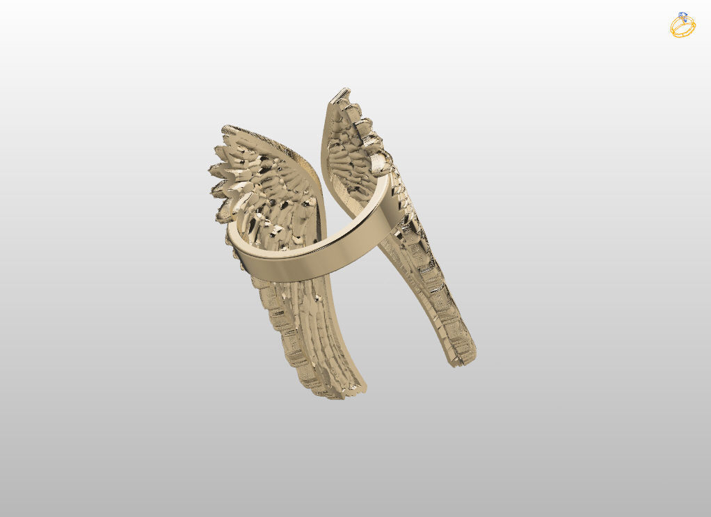 Angel wings ring 3D print model_16