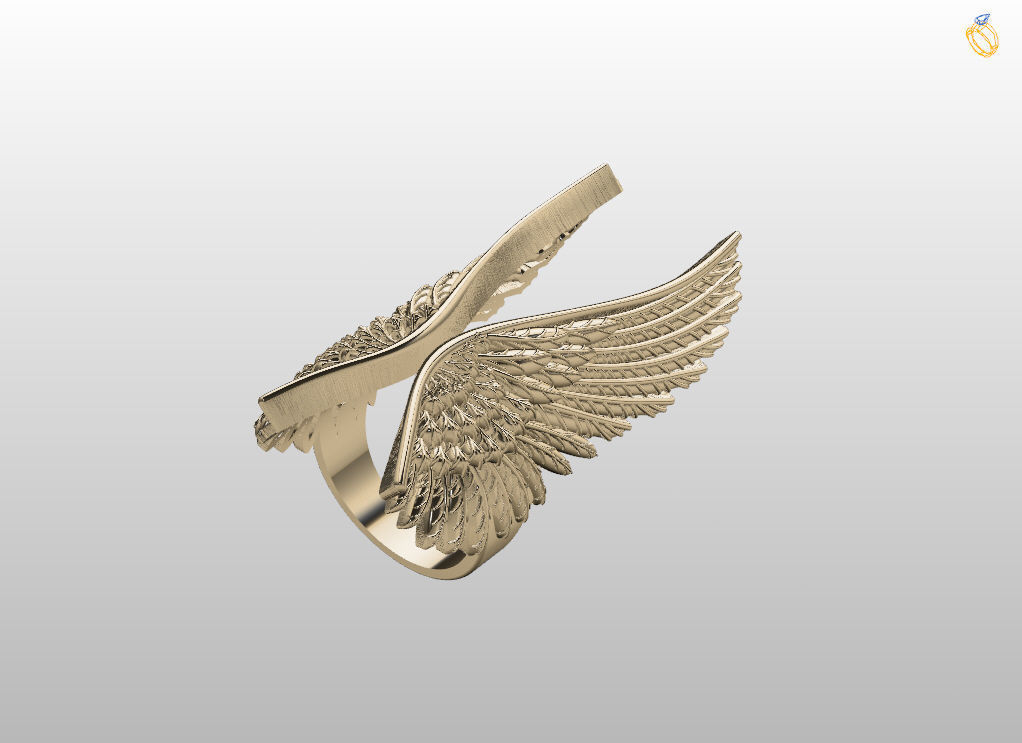 Angel wings ring 3D print model_15
