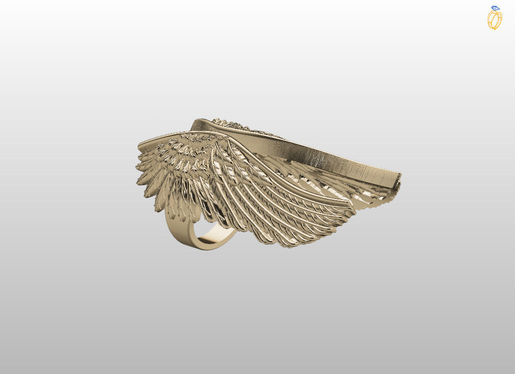 Angel wings ring 3D print model_13