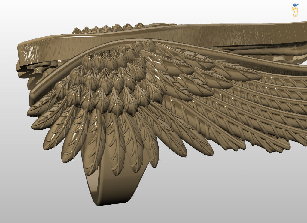 Angel wings ring 3D print model_20
