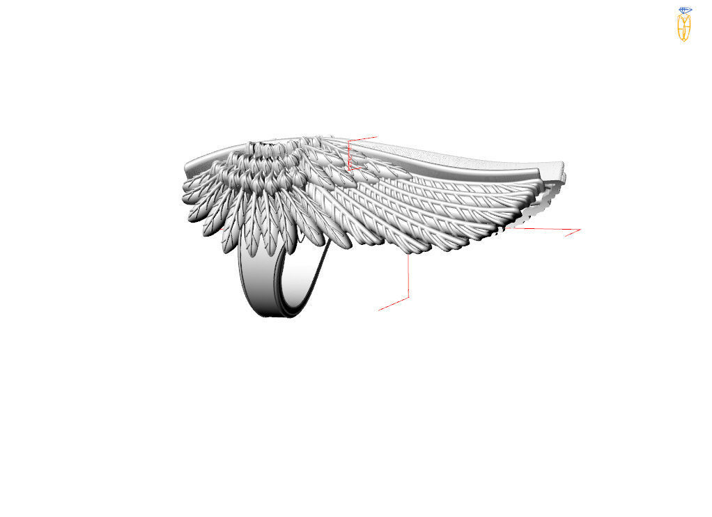 Angel wings ring 3D print model_5
