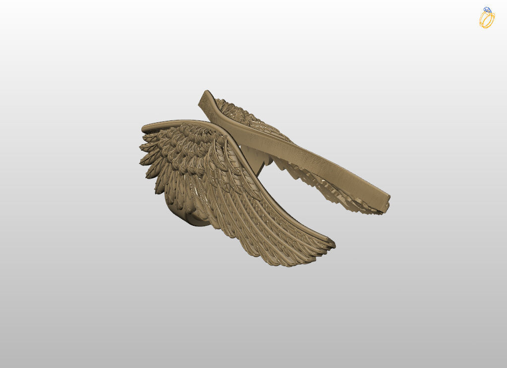Angel wings ring 3D print model_18