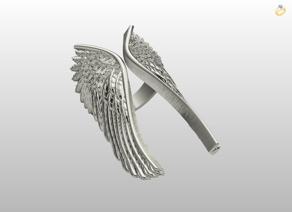 Angel wings ring 3D print model_9