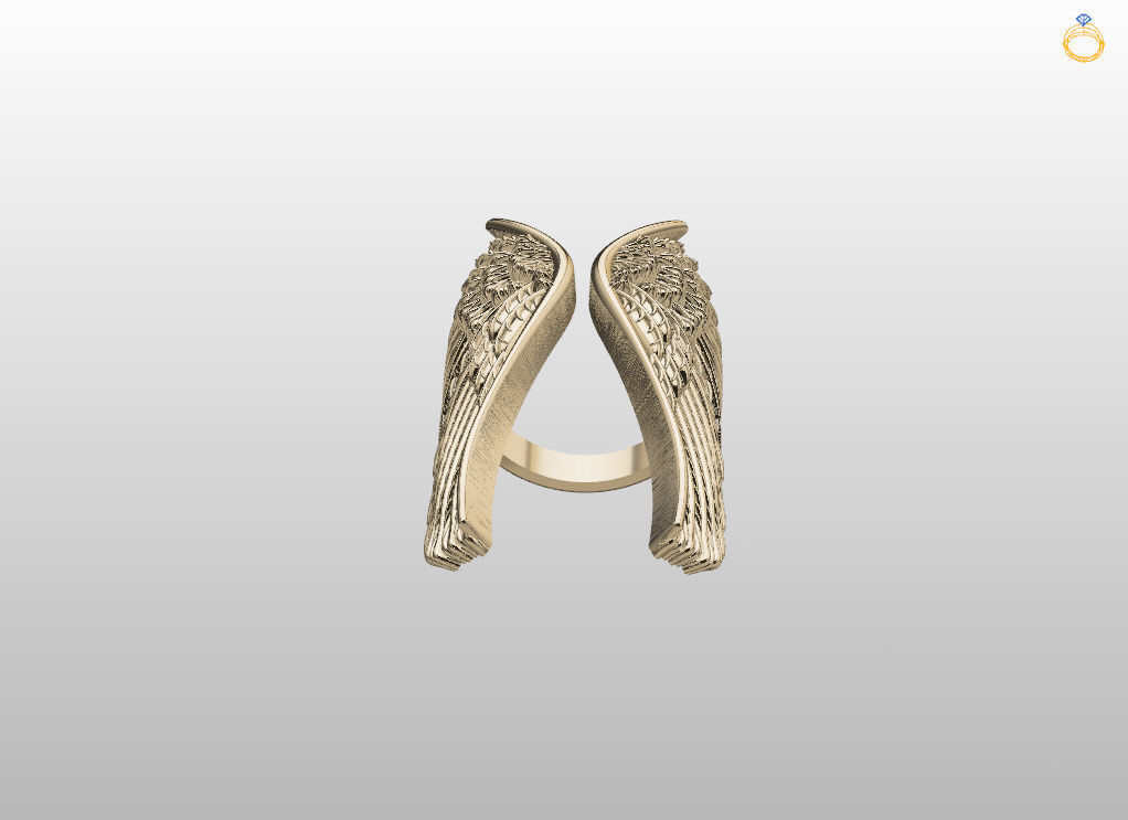 Angel wings ring 3D print model_12