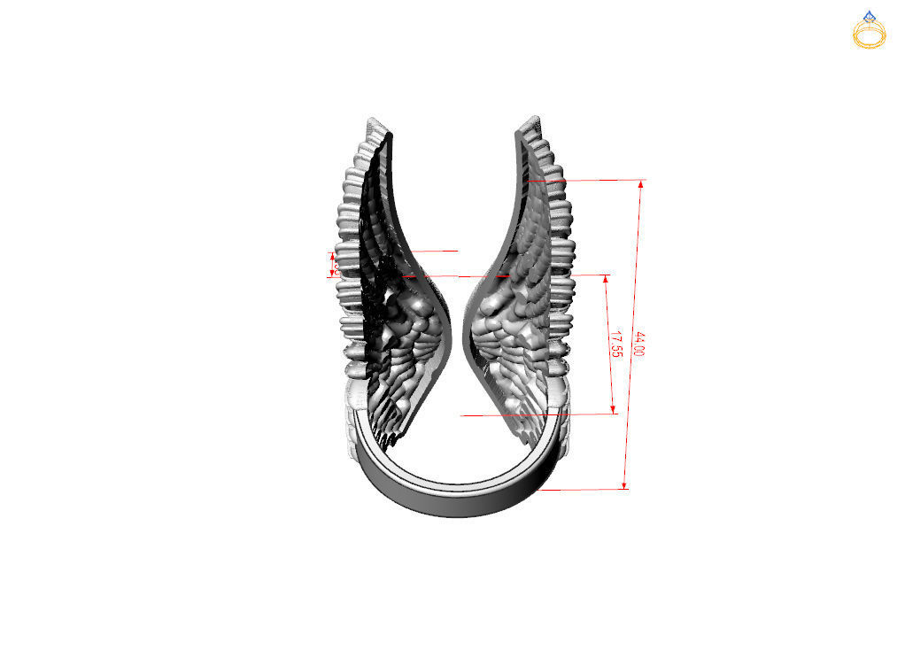 Angel wings ring 3D print model_8