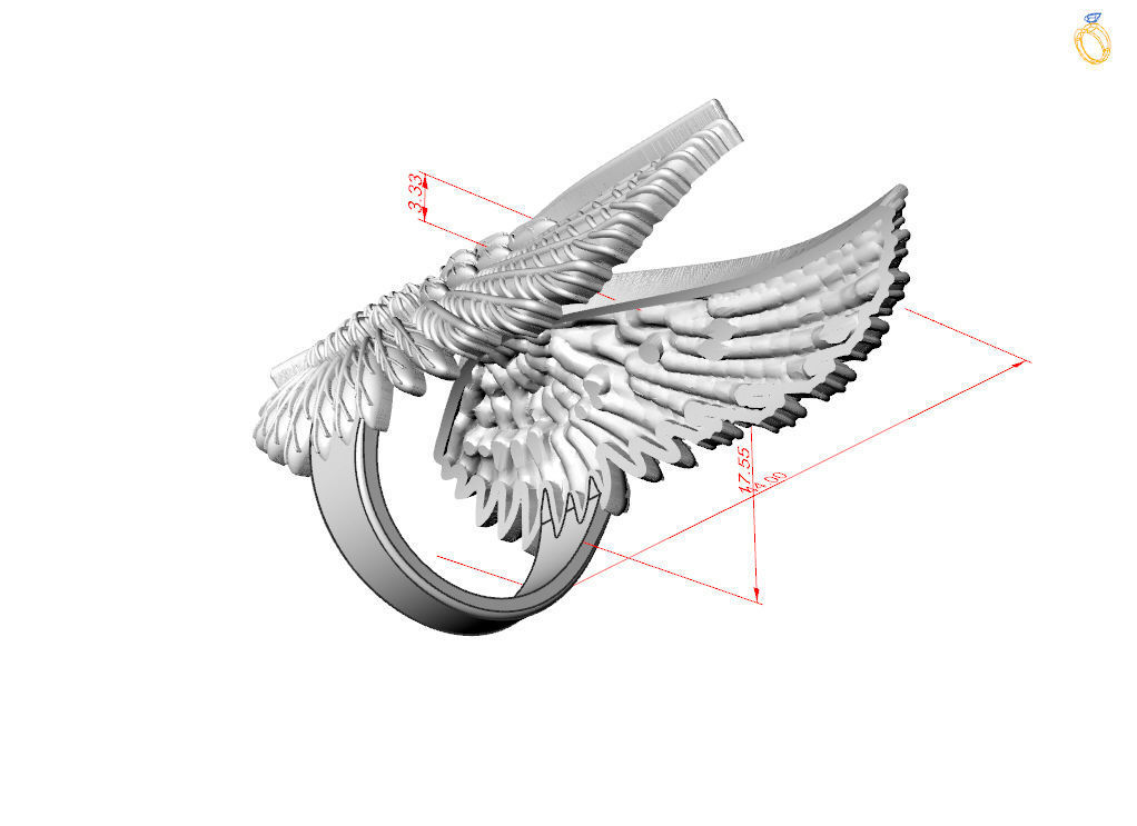 Angel wings ring 3D print model_7