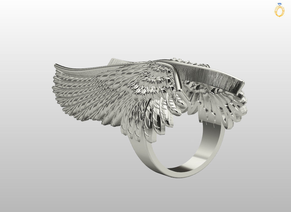 Angel wings ring 3D print model_10