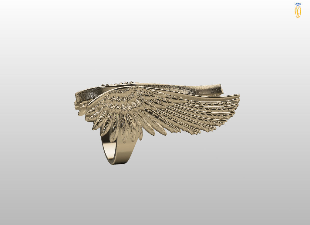 Angel wings ring 3D print model_14