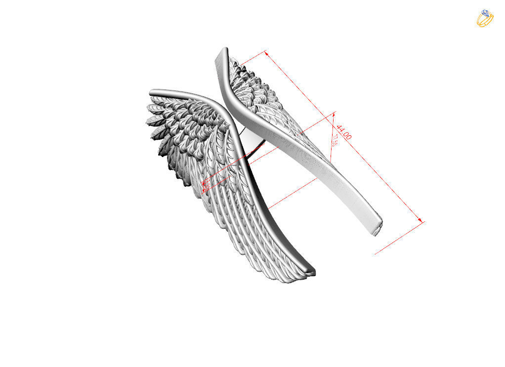 Angel wings ring 3D print model_4