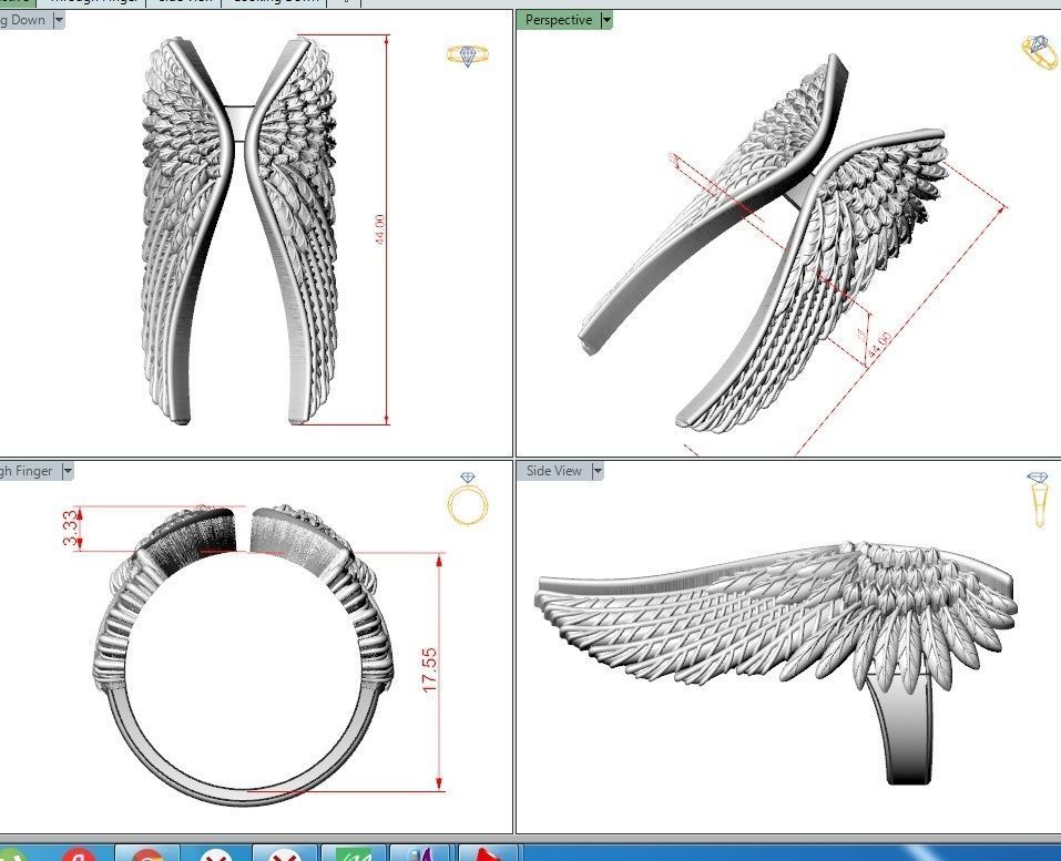 Angel wings ring 3D print model_1