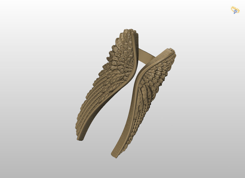 Angel wings ring 3D print model_19