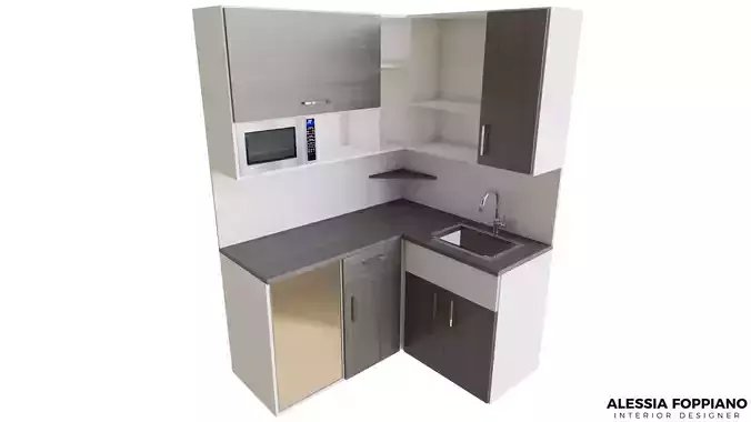 Kitchen with microwave and sink