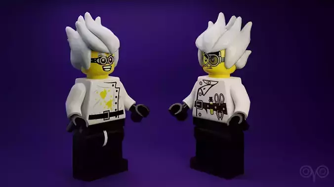 Lego Crazy Scientific Low-poly 3D model