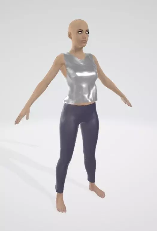 GirlModel woman in silver tank top and leggings Free 3D model