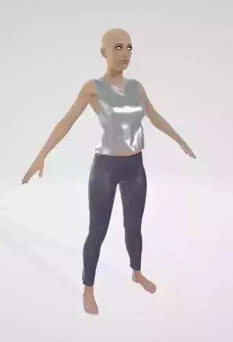 GirlModel woman in silver tank top and leggings