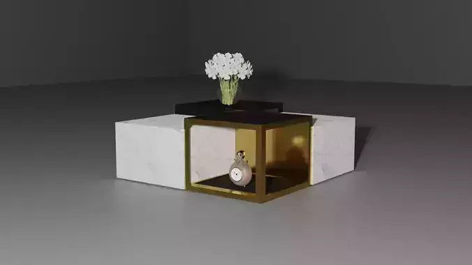 Table coffee with clock and flowers