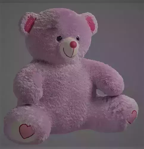Pink Plush Teddy with Fur Free 3D model