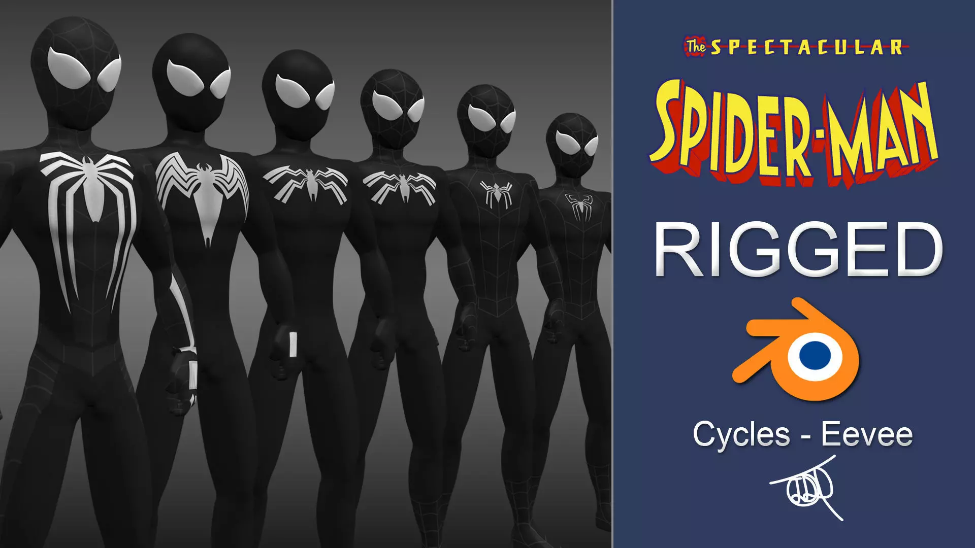 Spectacular Spider - Man Symbiote Package Low-poly 3D model_0