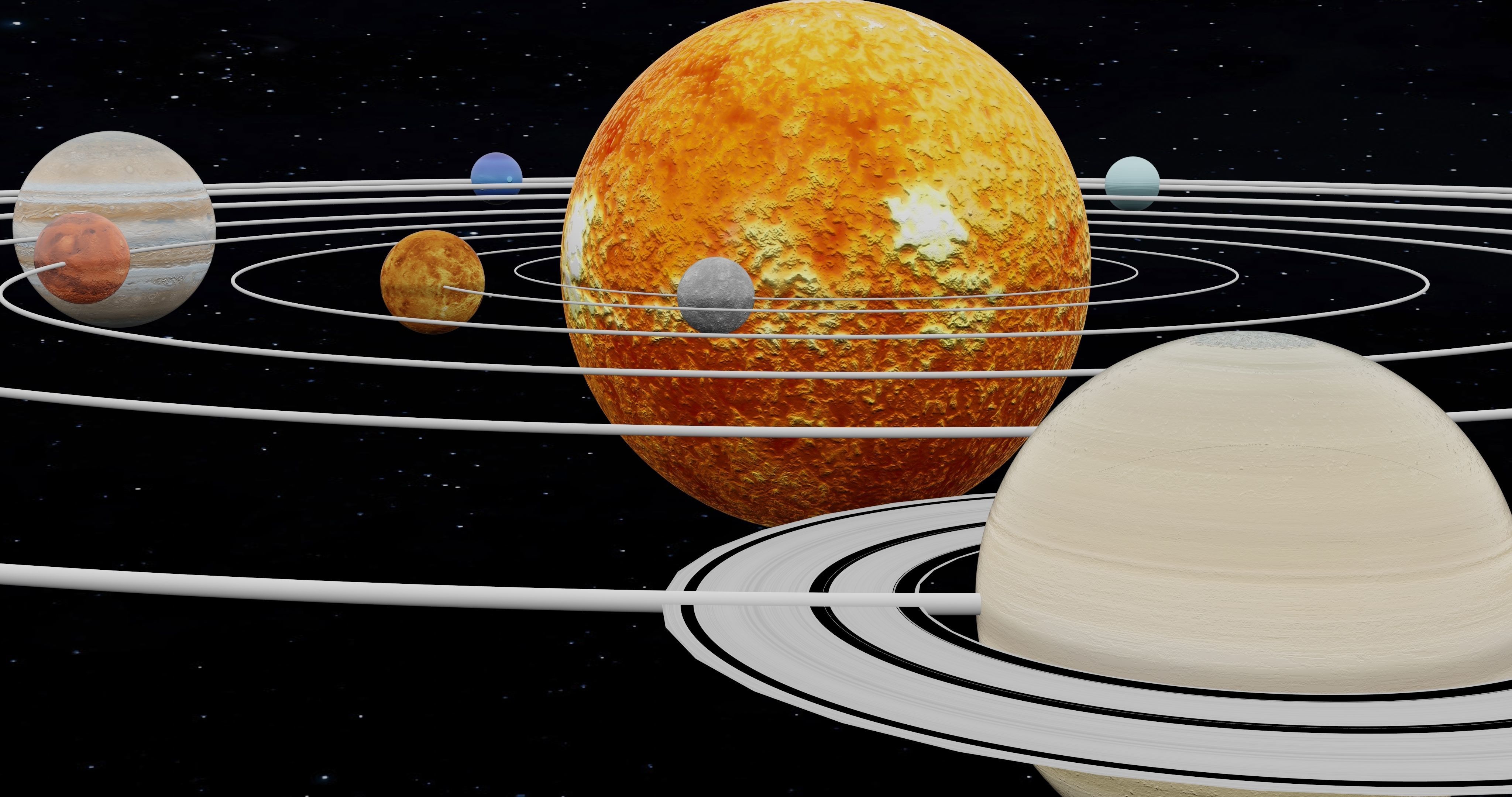 Animated beautiful solar system  3d model  Low-poly 3D model_5