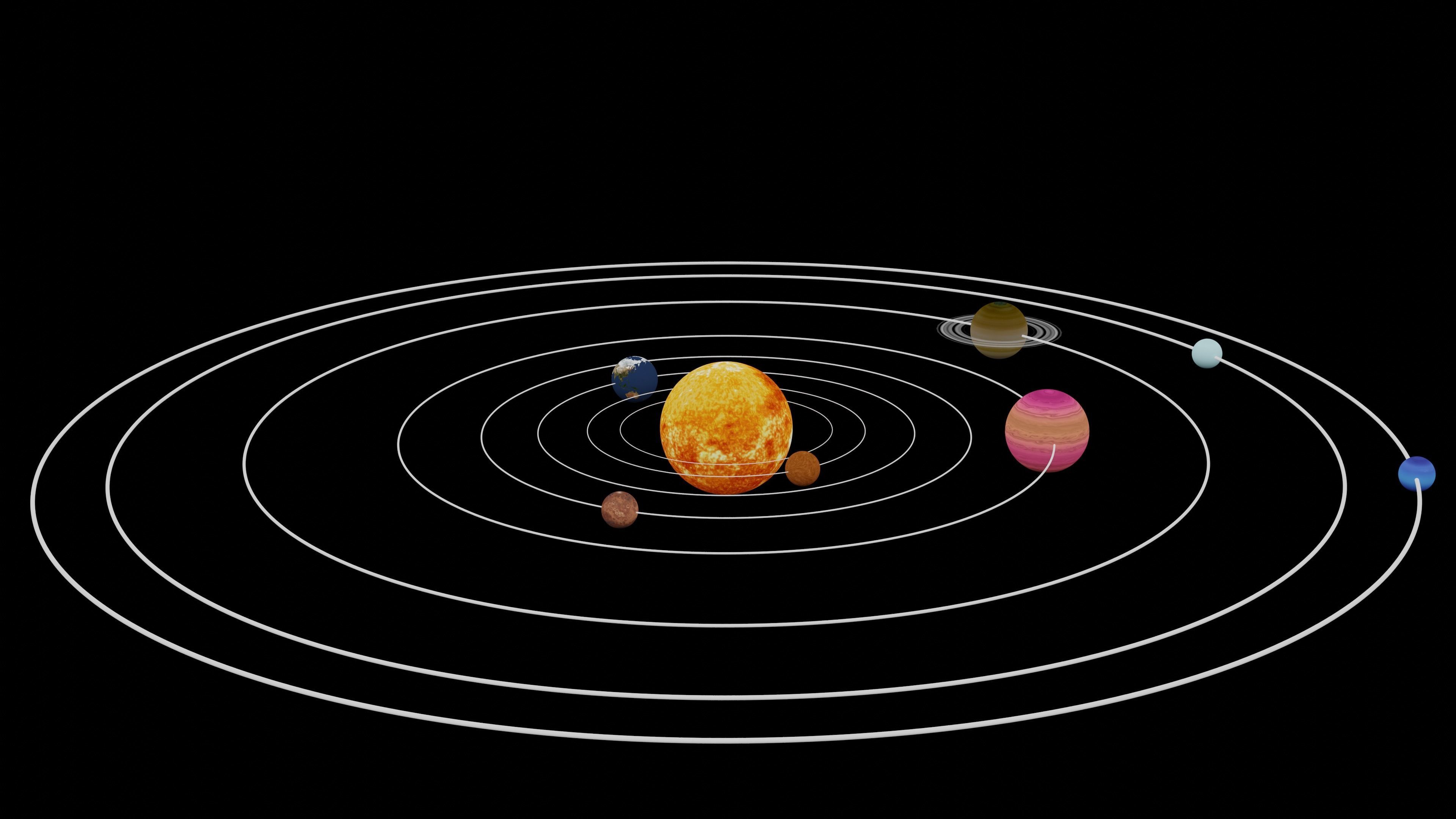 Animated beautiful solar system  3d model  Low-poly 3D model_11