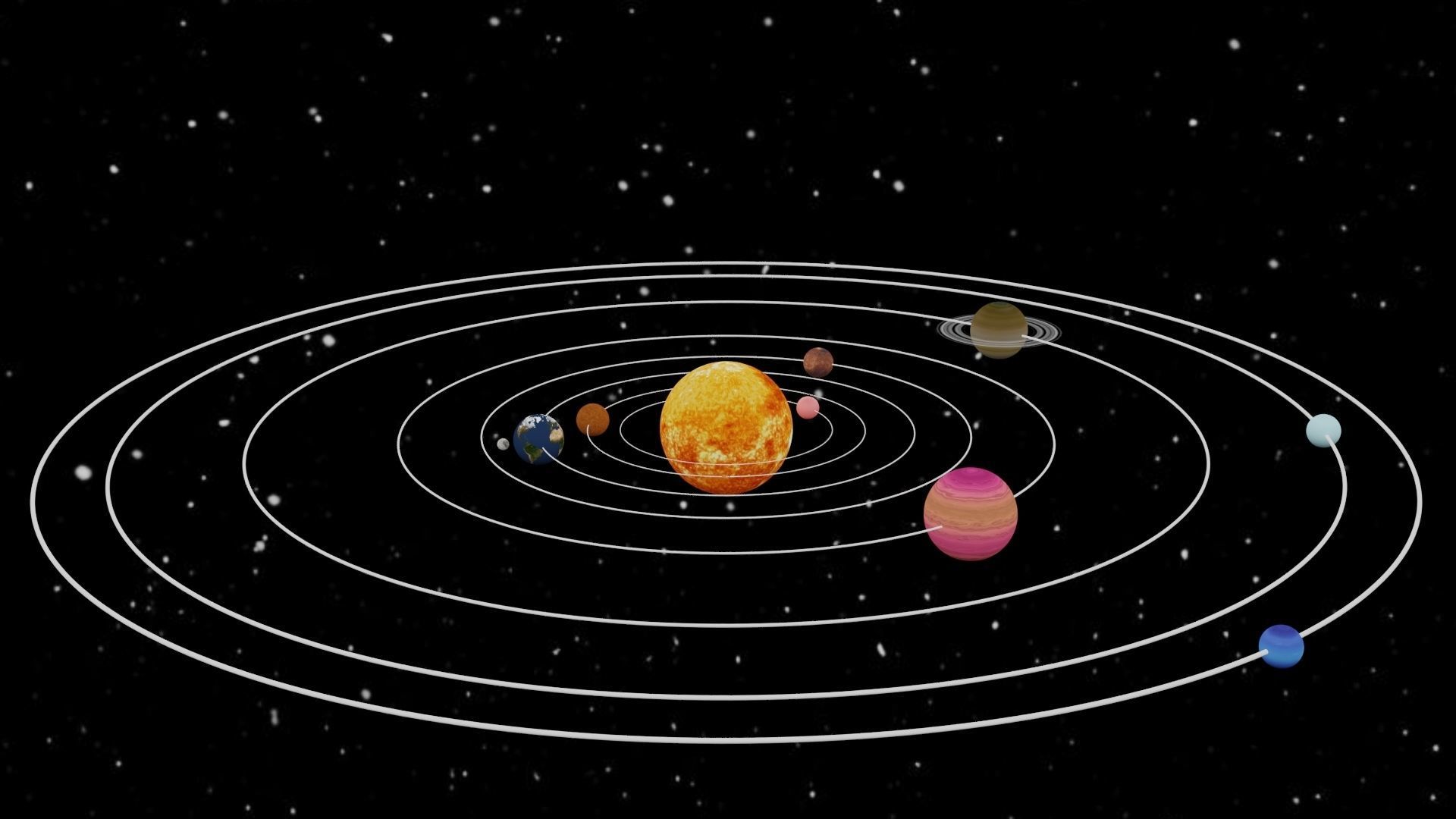 Animated beautiful solar system  3d model  Low-poly 3D model_10