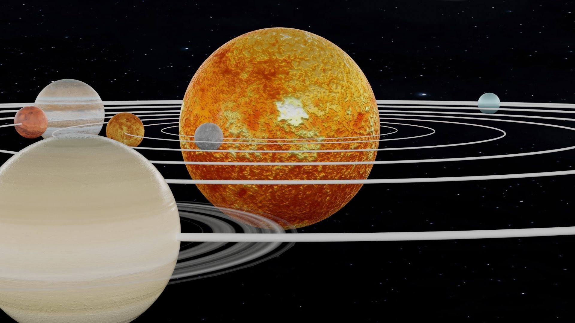 Animated beautiful solar system  3d model  Low-poly 3D model_4