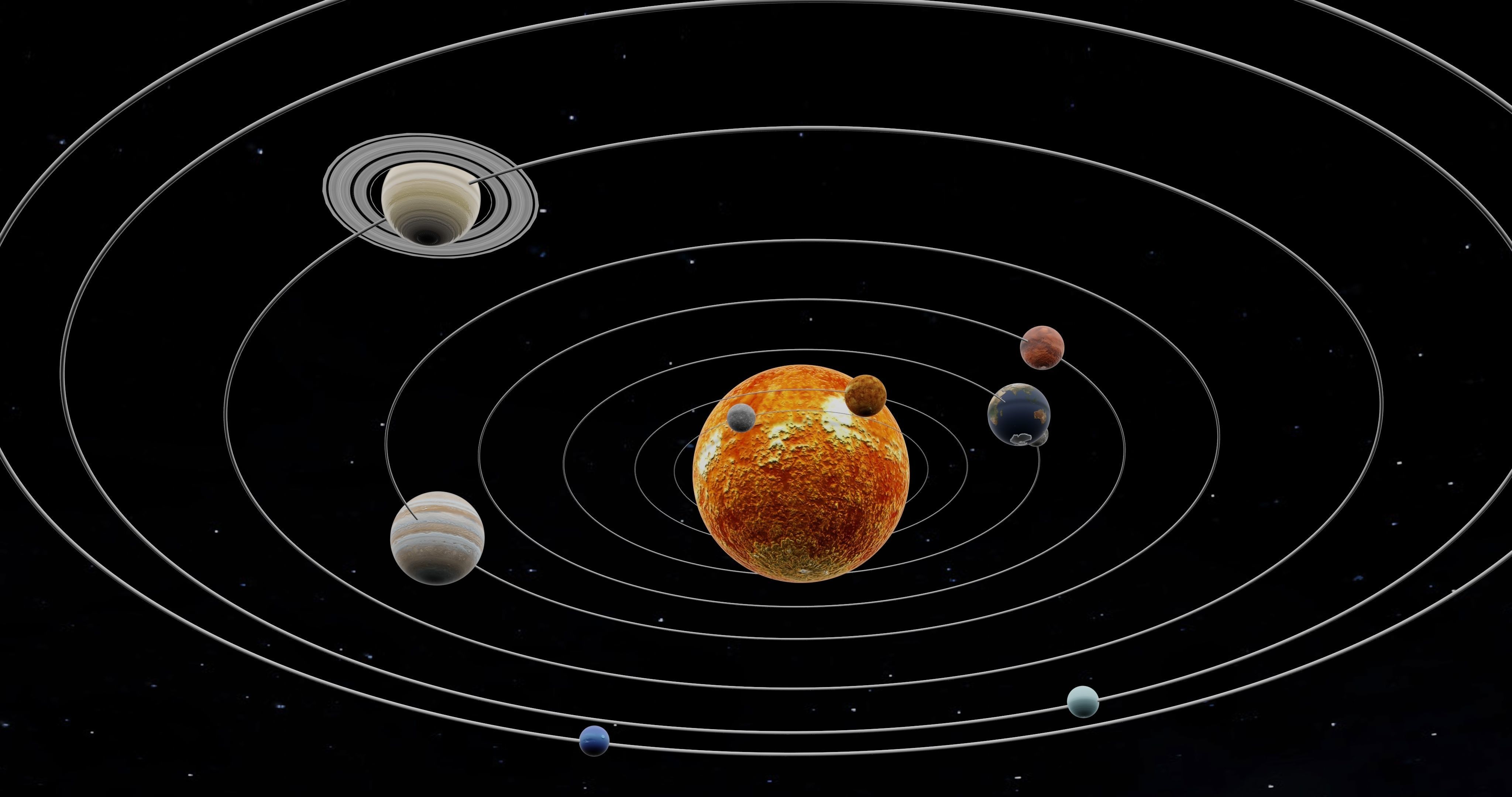 Animated beautiful solar system  3d model  Low-poly 3D model_8