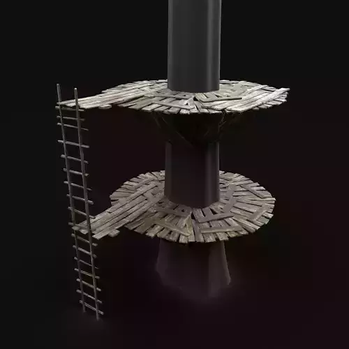TREE PLATFORM WOODEN CONSTRUCTION SCOUT TOWER WATCHTOWER NEXTGEN Low-poly 3D model