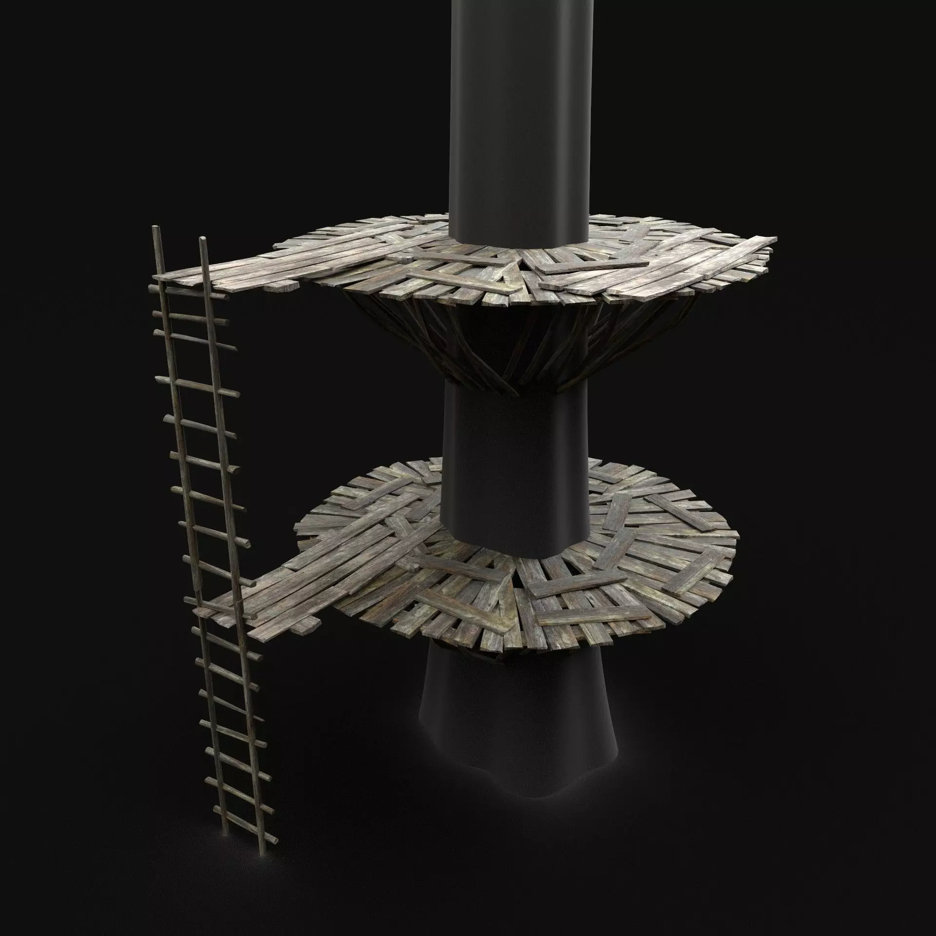 TREE PLATFORM WOODEN CONSTRUCTION SCOUT TOWER WATCHTOWER NEXTGEN Low-poly 3D model_0