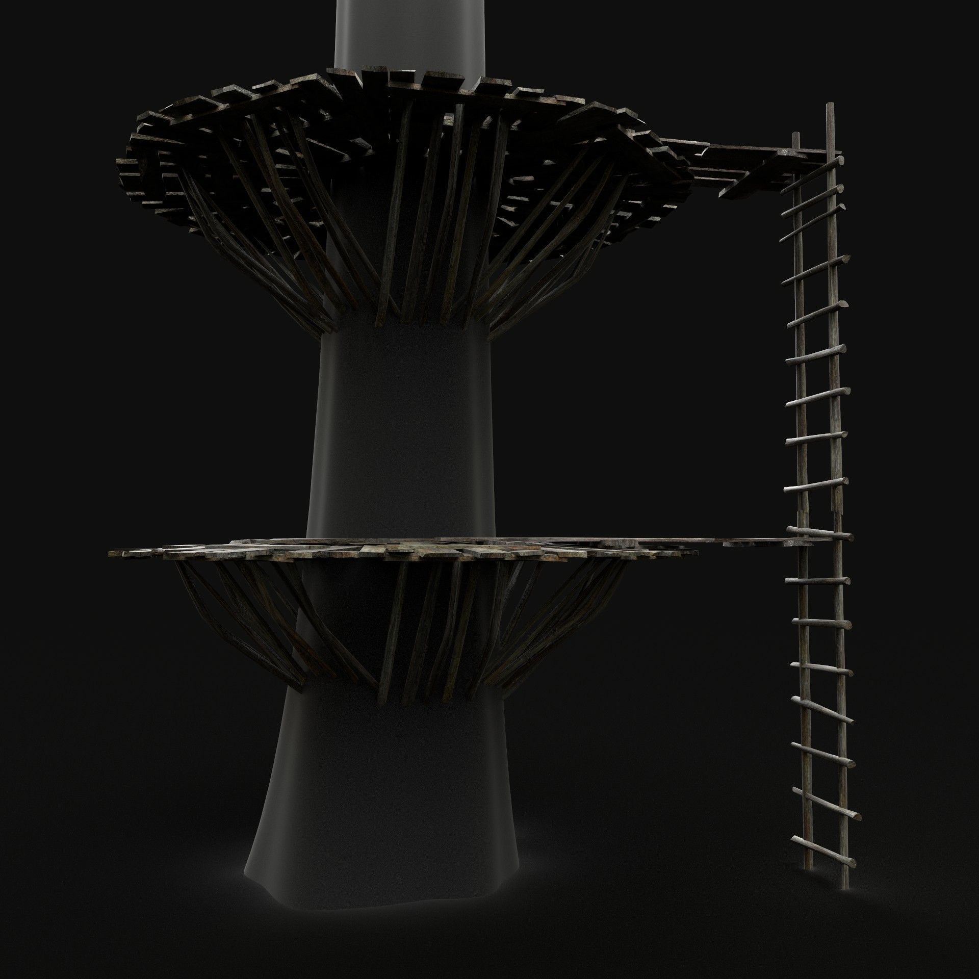 TREE PLATFORM WOODEN CONSTRUCTION SCOUT TOWER WATCHTOWER NEXTGEN Low-poly 3D model_3