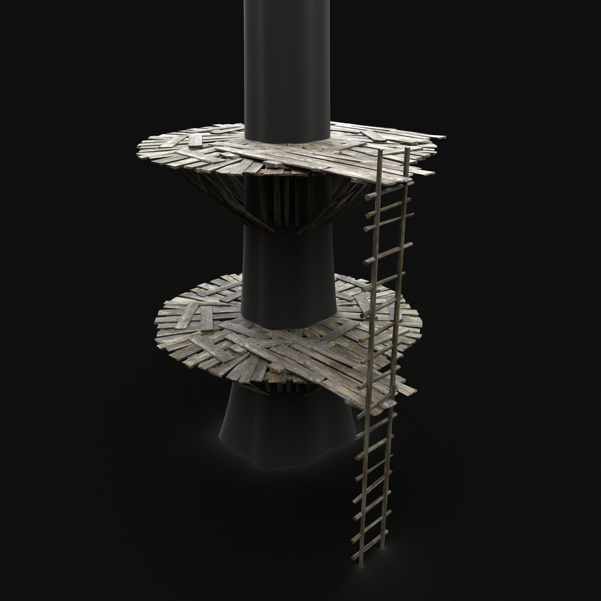 TREE PLATFORM WOODEN CONSTRUCTION SCOUT TOWER WATCHTOWER NEXTGEN Low-poly 3D model_2