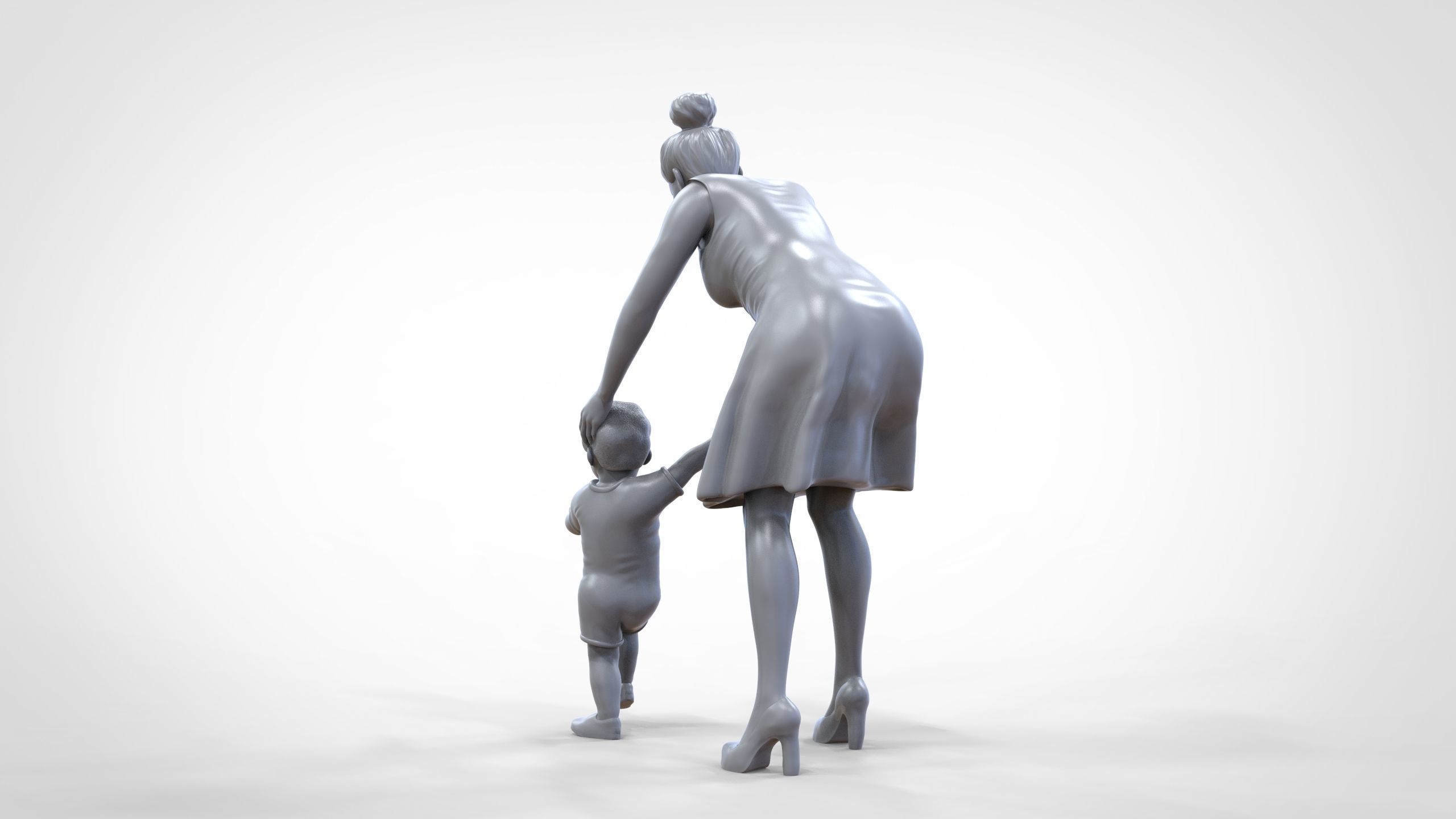 N1 A Woman takes Care of a Child Miniature 3D print model_27