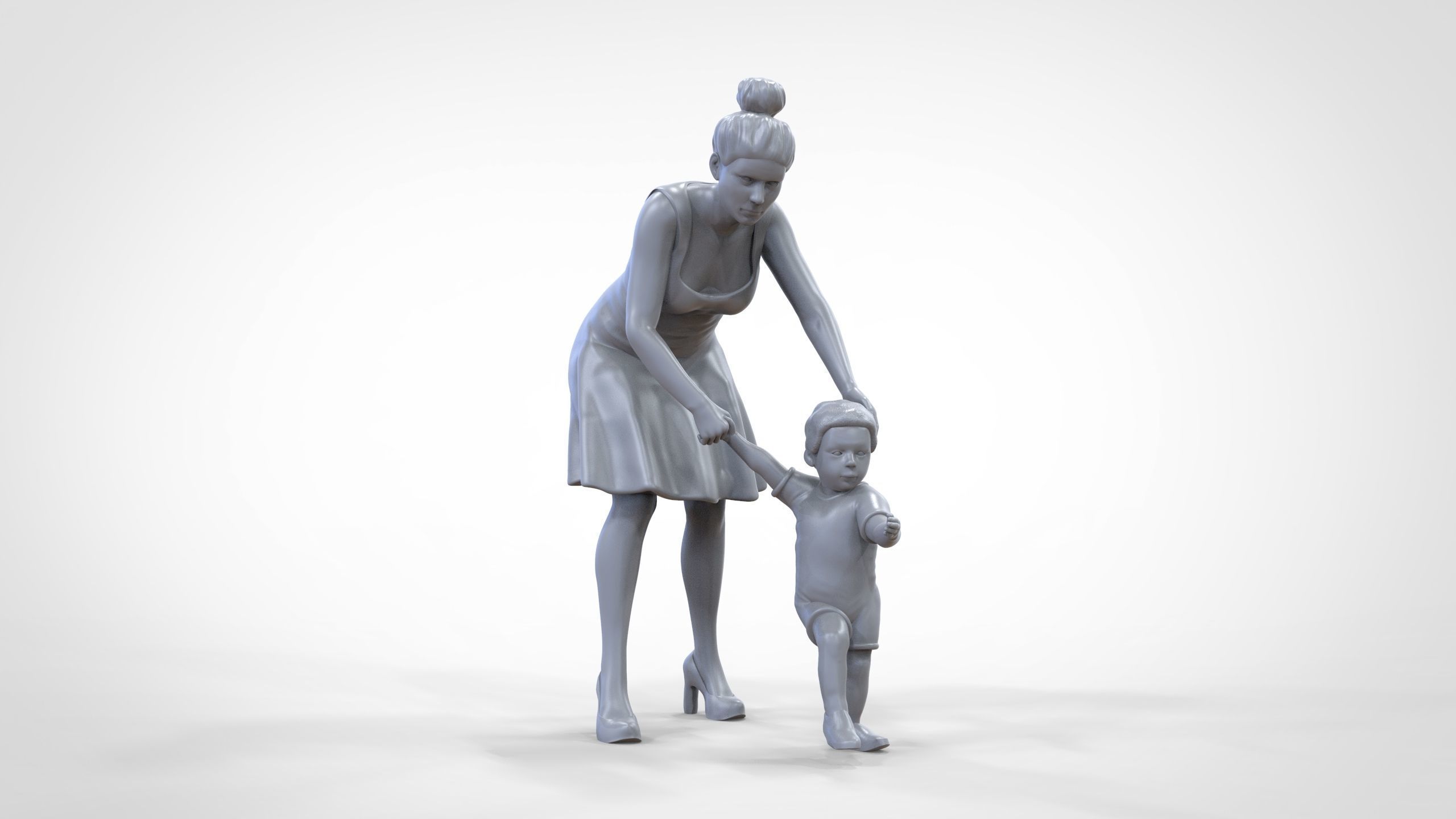 N1 A Woman takes Care of a Child Miniature 3D print model_32