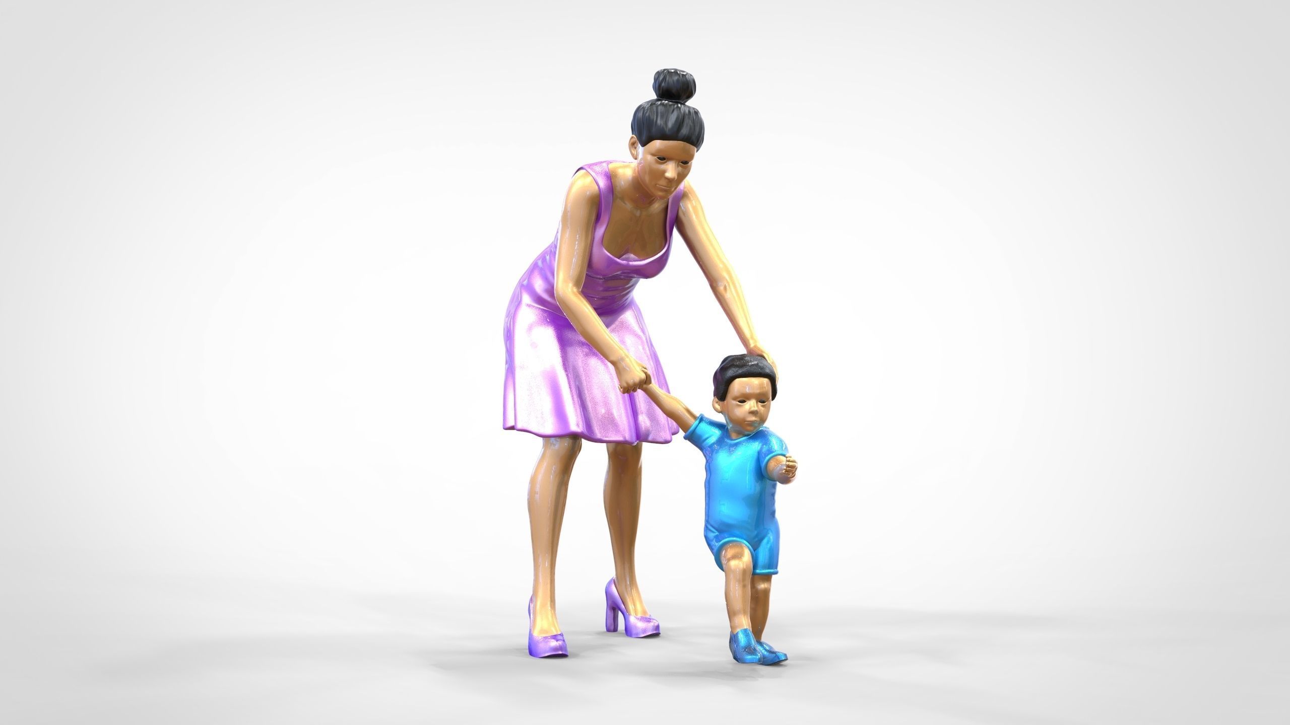 N1 A Woman takes Care of a Child Miniature 3D print model_20