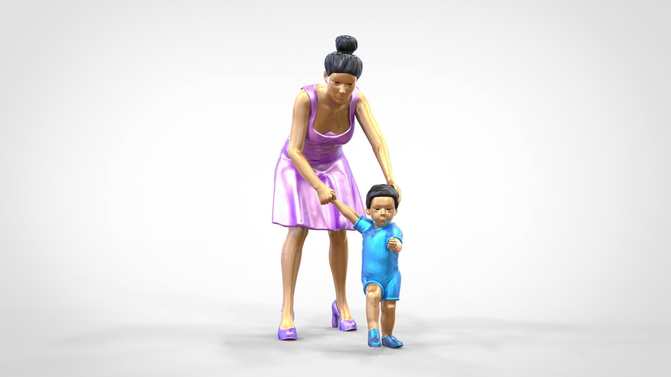 N1 A Woman takes Care of a Child Miniature 3D print model_19