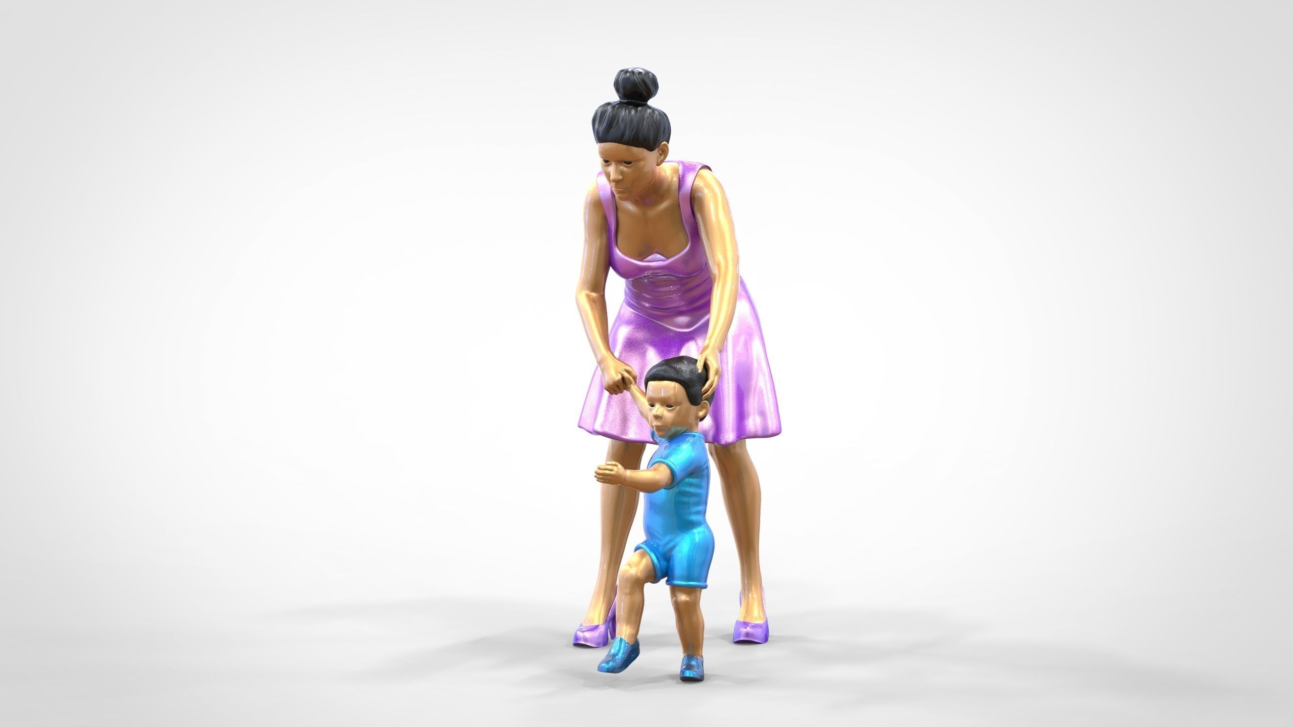 N1 A Woman takes Care of a Child Miniature 3D print model_17