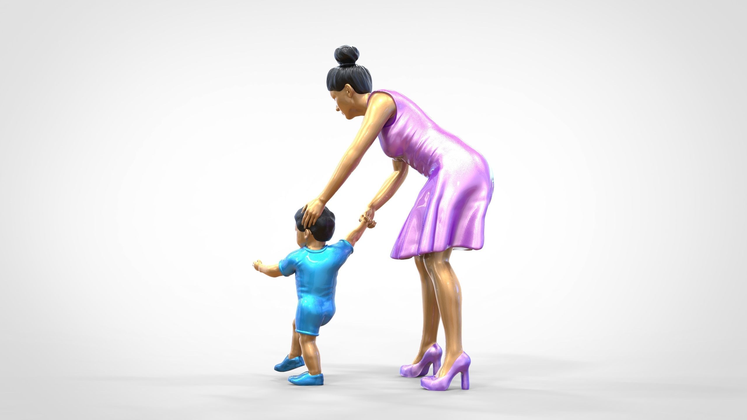 N1 A Woman takes Care of a Child Miniature 3D print model_12
