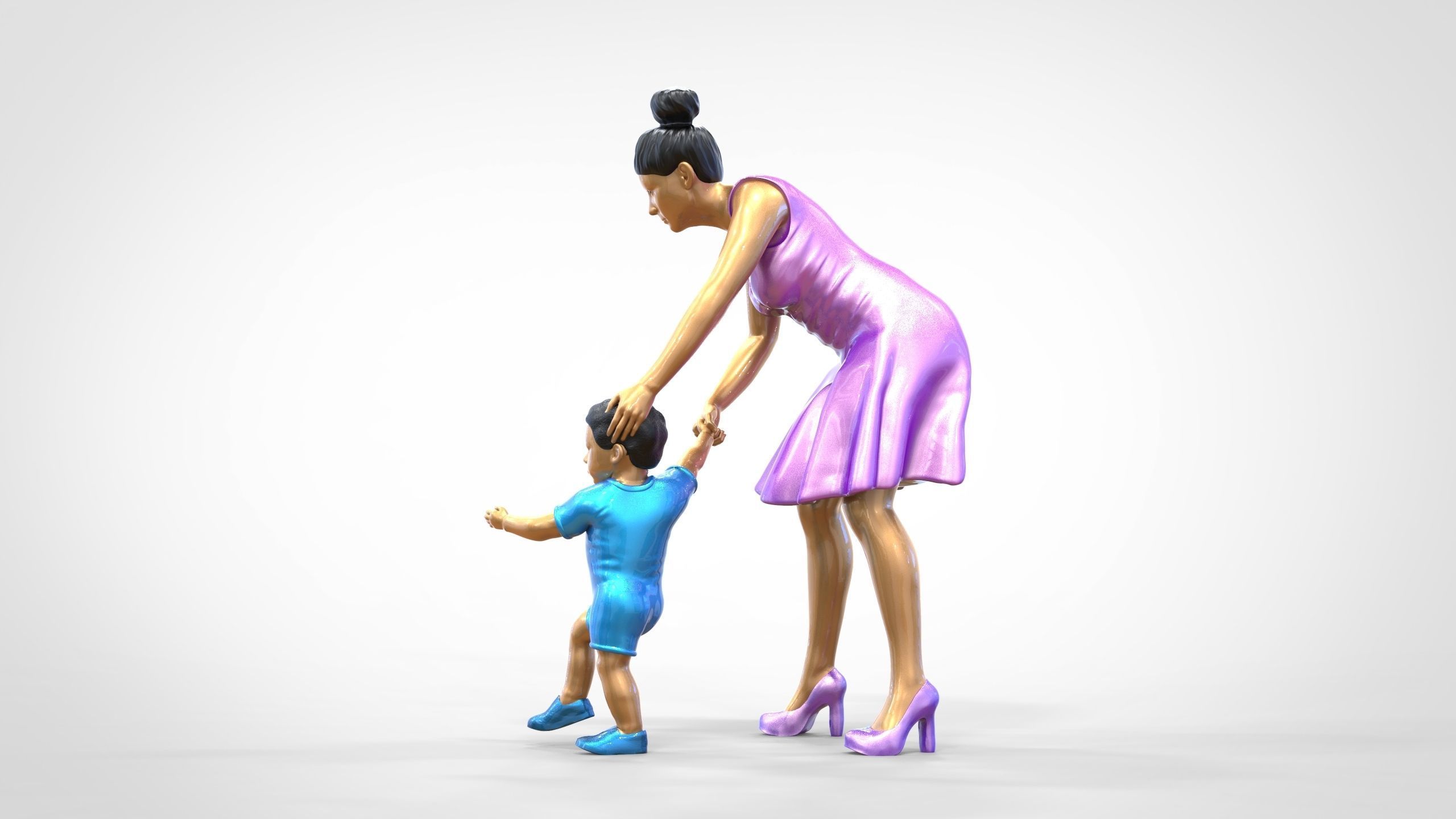 N1 A Woman takes Care of a Child Miniature 3D print model_13