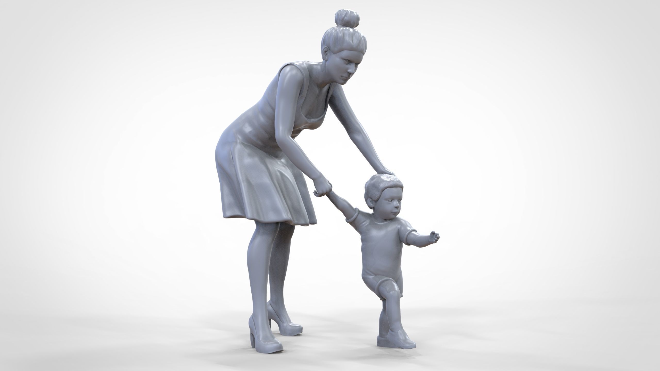 N1 A Woman takes Care of a Child Miniature 3D print model_22