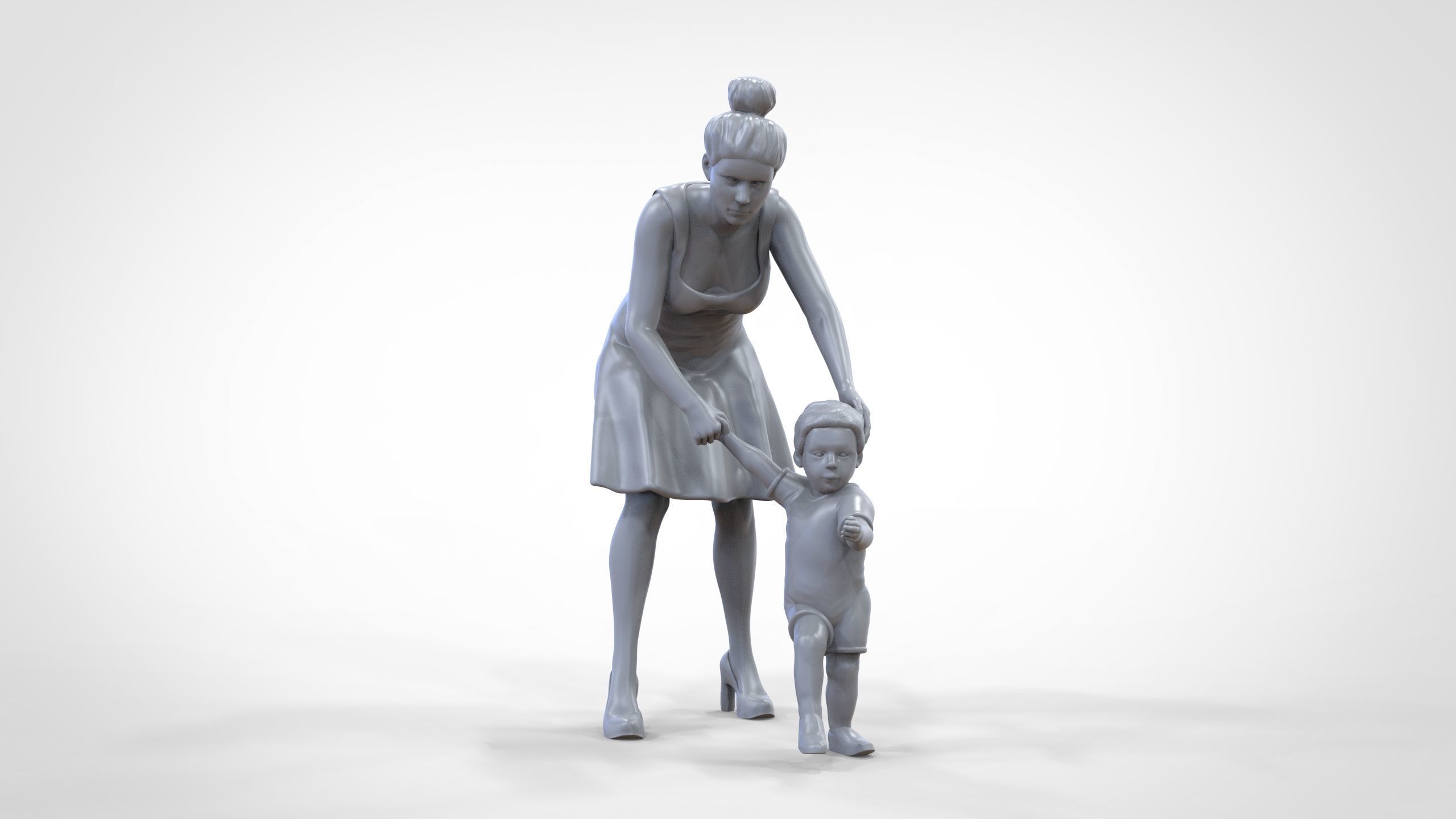 N1 A Woman takes Care of a Child Miniature 3D print model_31