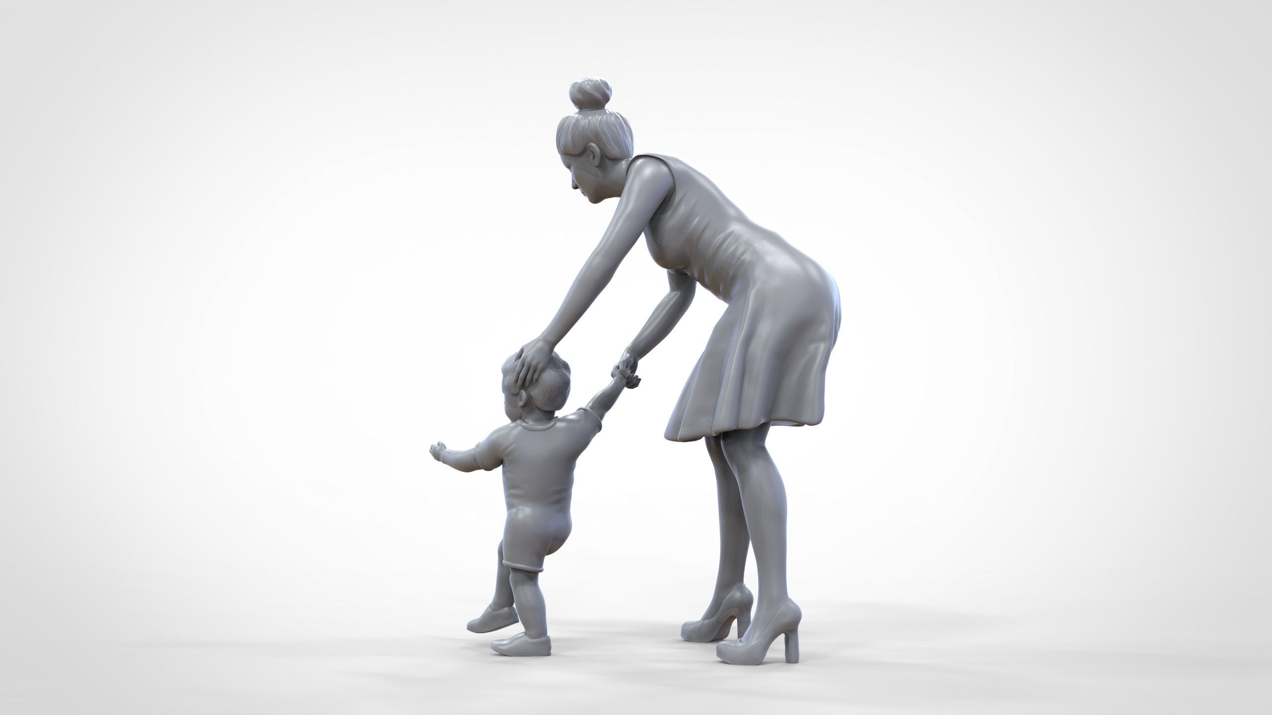 N1 A Woman takes Care of a Child Miniature 3D print model_28