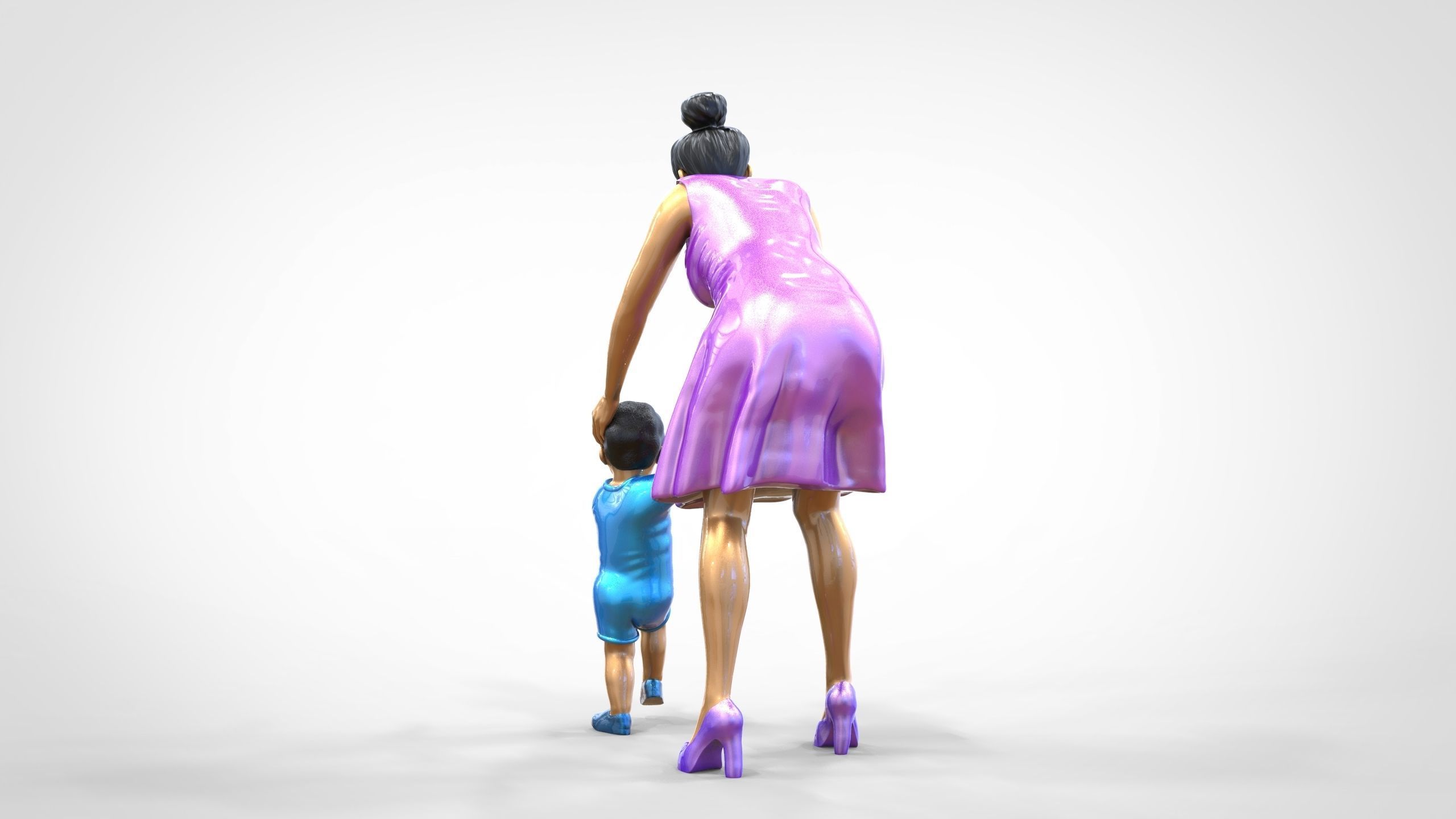N1 A Woman takes Care of a Child Miniature 3D print model_9