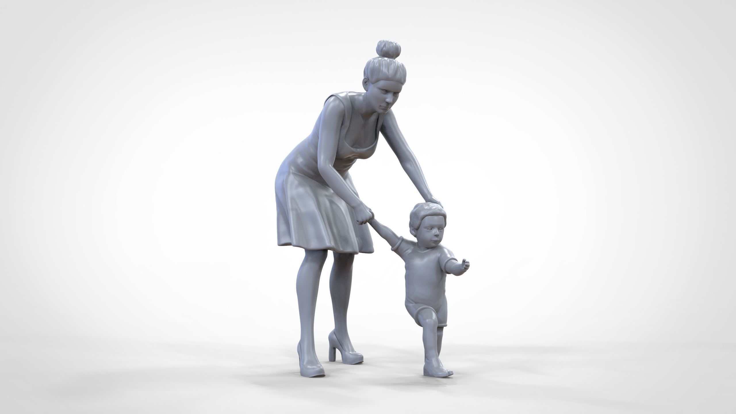 N1 A Woman takes Care of a Child Miniature 3D print model_33