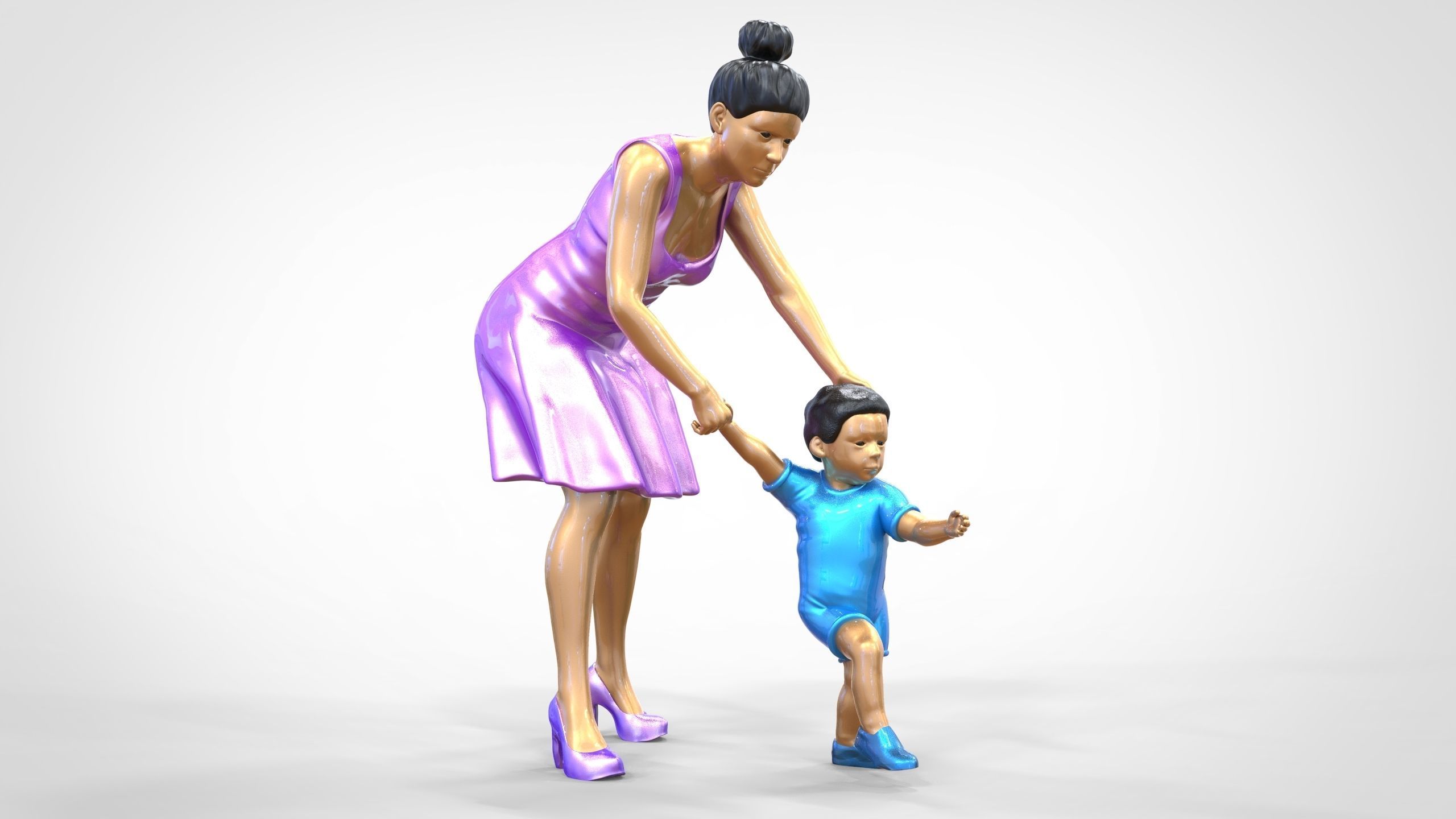 N1 A Woman takes Care of a Child Miniature 3D print model_2