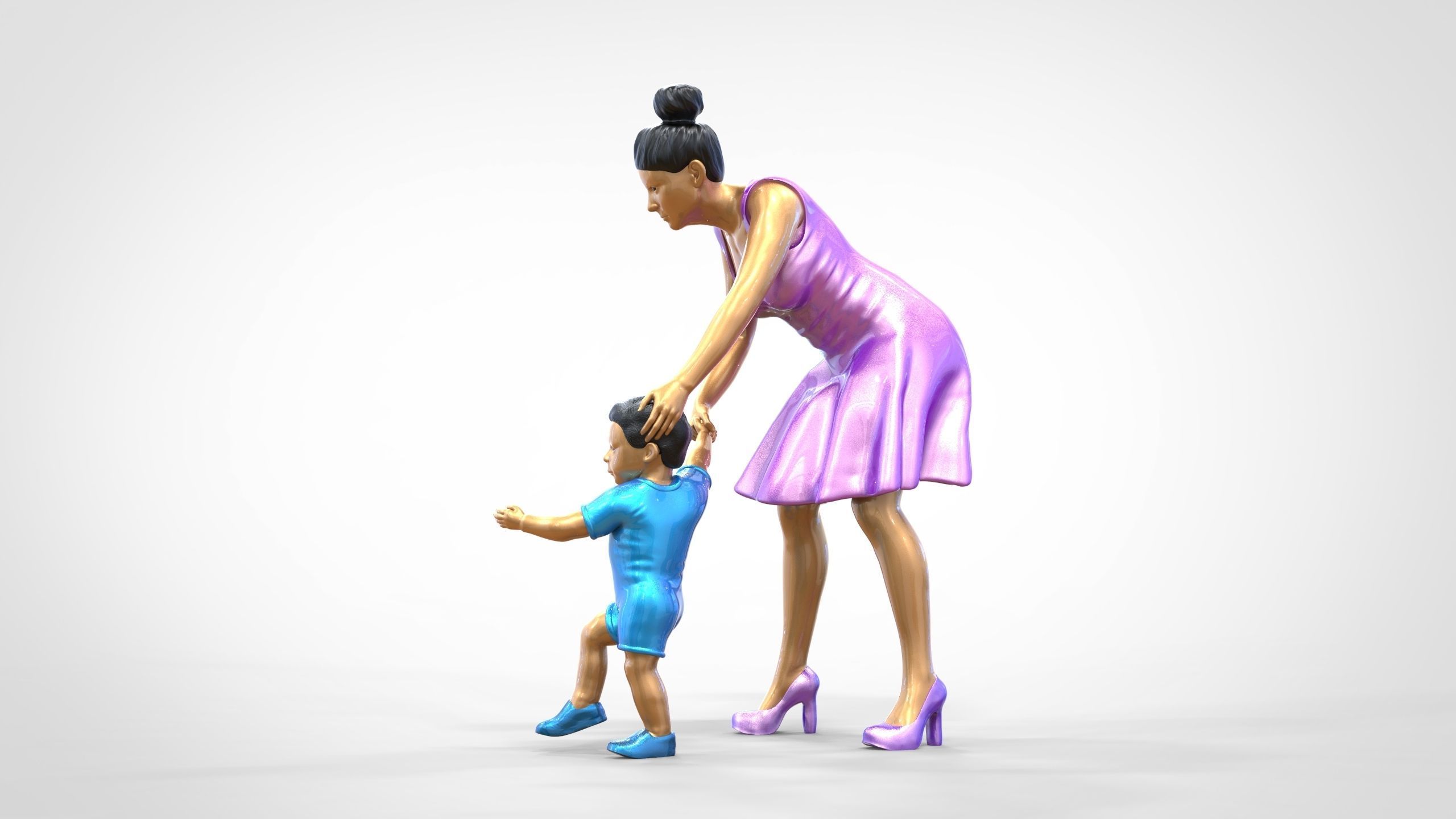 N1 A Woman takes Care of a Child Miniature 3D print model_14
