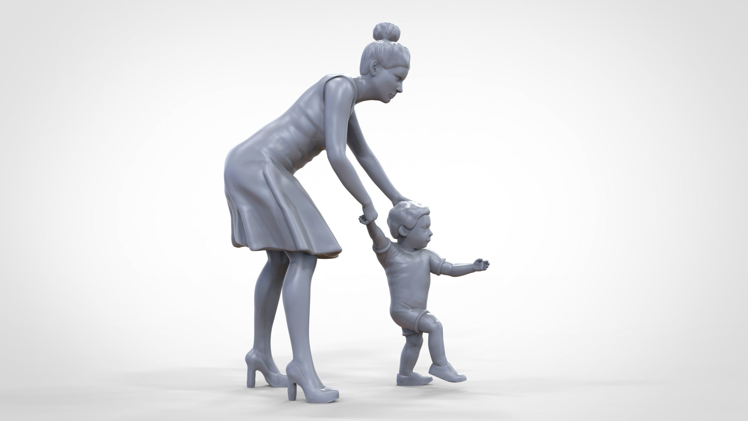 N1 A Woman takes Care of a Child Miniature 3D print model_23