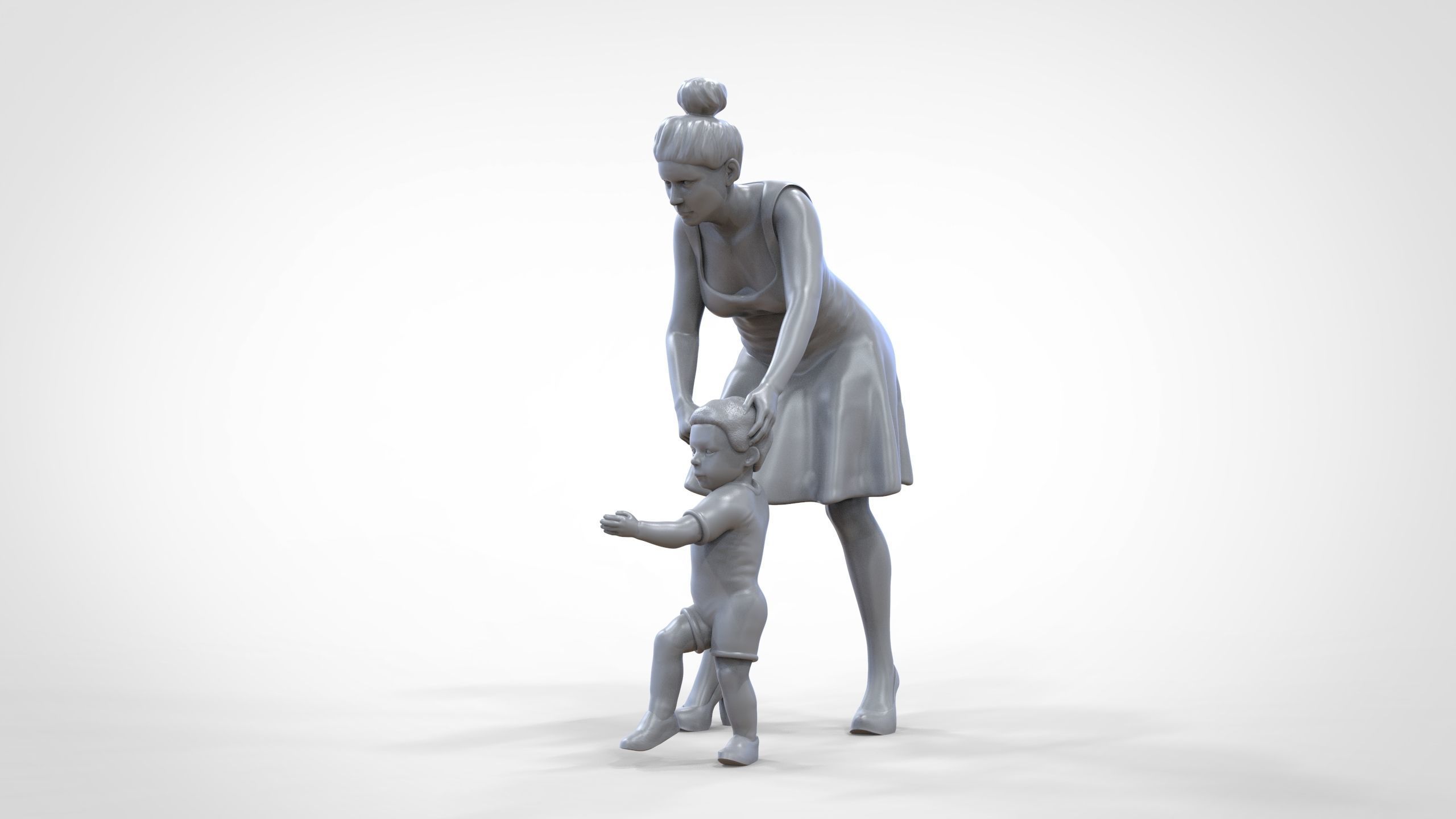 N1 A Woman takes Care of a Child Miniature 3D print model_29