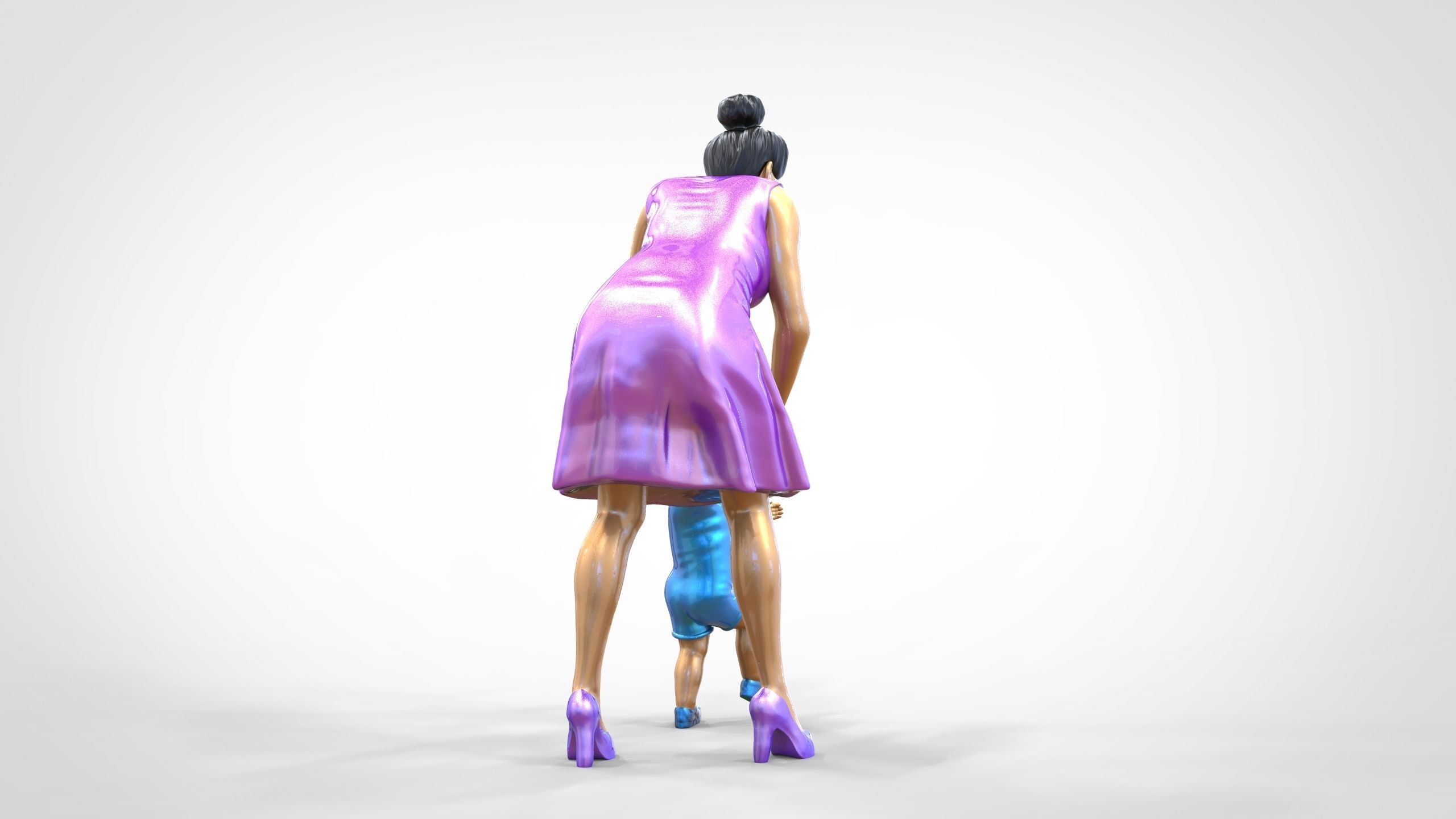 N1 A Woman takes Care of a Child Miniature 3D print model_7