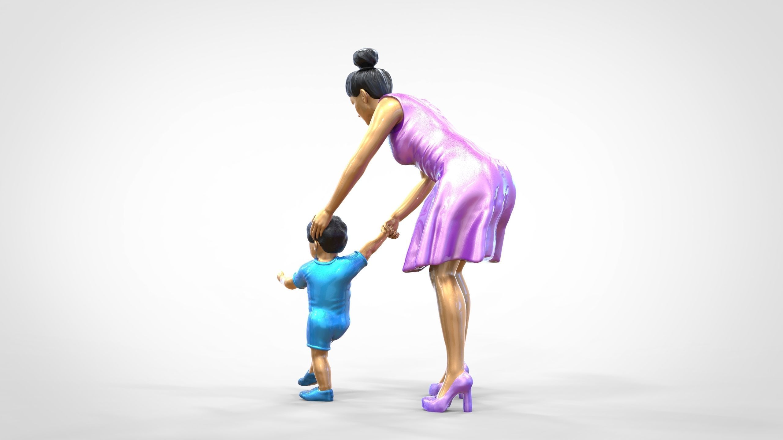 N1 A Woman takes Care of a Child Miniature 3D print model_11