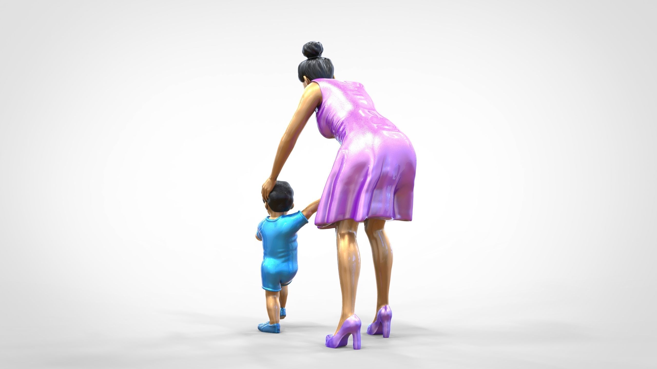 N1 A Woman takes Care of a Child Miniature 3D print model_10